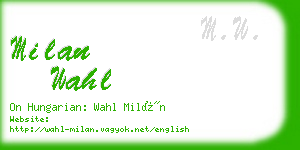 milan wahl business card